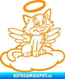 Samolepka Kočka 020 pravá andílek na obláčku oranžová
