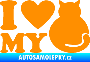 Samolepka Kočka 033 I love my cat oranžová
