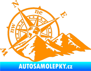 Samolepka Kompas 003 levá hory oranžová