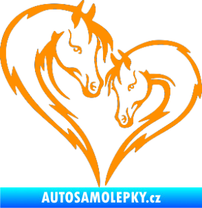 Samolepka Koníci 002 - levá srdíčko kůň s hříbátkem oranžová