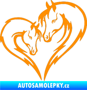 Samolepka Koníci 002 - pravá srdíčko kůň s hříbátkem oranžová