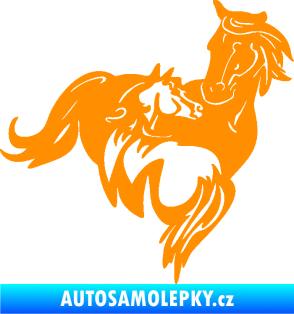 Samolepka Koníci 007 pravá klisna s hříbětem oranžová