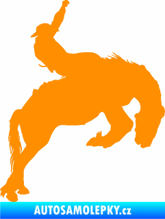 Samolepka Kovboj 001 pravá rodeo na koni oranžová