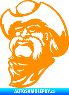 Samolepka Kovboj 003 levá s kloboukem oranžová