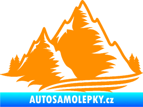 Samolepka Krajina hory 003 levá oranžová