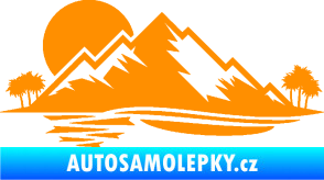 Samolepka Krajina hory 004 levá oranžová