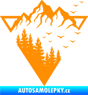 Samolepka Krajina hory 042 pravá magický trojúhelník oranžová