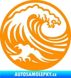 Samolepka Krajina moře 002 pravá motiv vlny oranžová