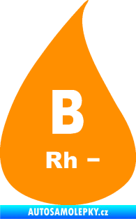 Samolepka Krevní skupina B Rh- kapka oranžová