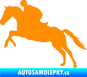 Samolepka Kůň 019 levá jezdec v sedle oranžová