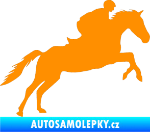 Samolepka Kůň 019 pravá jezdec v sedle oranžová