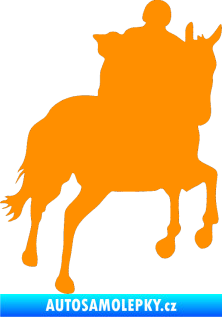 Samolepka Kůň 021 pravá s jezdcem oranžová