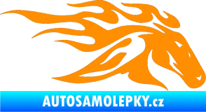 Samolepka Kůň 022 pravá hlava s plameny oranžová