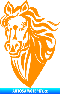 Samolepka Kůň 068 levá hlava s hřívou oranžová