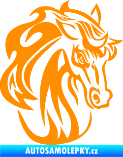 Samolepka Kůň 069 pravá hlava s hřívou oranžová