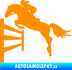 Samolepka Kůň 080 levá skok přes překážku oranžová