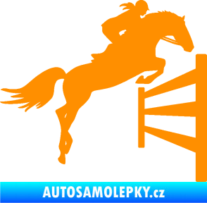 Samolepka Kůň 080 pravá skok přes překážku oranžová