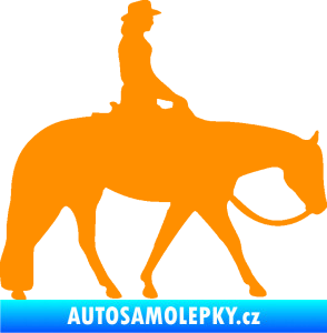 Samolepka Kůň 082 pravá kovbojka na koni oranžová