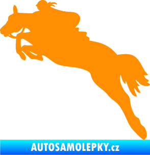 Samolepka Kůň 084 levá s jezdkyní oranžová