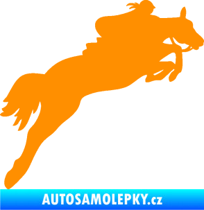 Samolepka Kůň 084 pravá s jezdkyní oranžová