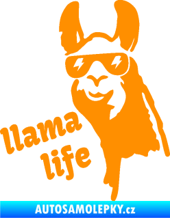 Samolepka Lama 004 llama life oranžová