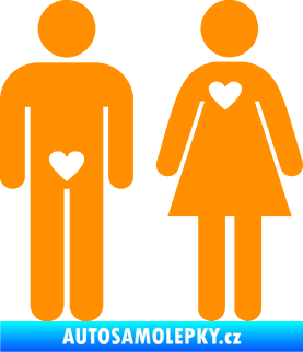 Samolepka Láska muže a ženy levá oranžová