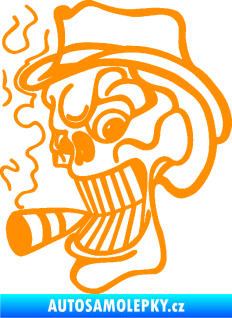 Samolepka Lebka 020 levá crazy s cigaretou oranžová