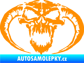 Samolepka Lebka 027 pravá se zahnutými rohy oranžová