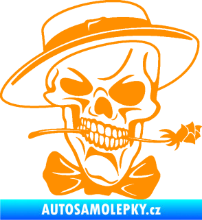 Samolepka Lebka 029 pravá s květinou oranžová