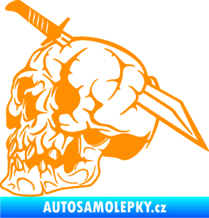 Samolepka Lebka 031 levá probodnutá nožem oranžová