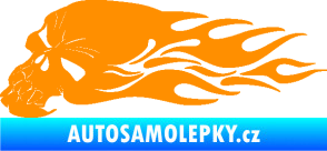 Samolepka Lebka 050 levá v plamenech oranžová