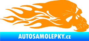 Samolepka Lebka 050 pravá v plamenech oranžová
