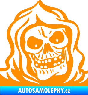 Samolepka Lebka 057 pravá v kápi oranžová