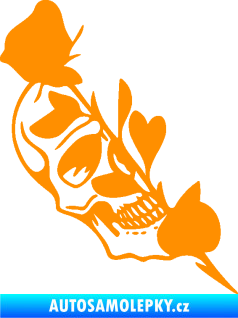 Samolepka Lebka 060 levá s růží oranžová