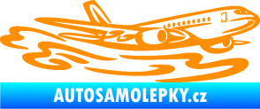 Samolepka Letadlo 026 pravá v oblacích oranžová