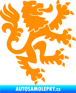Samolepka Lev heraldika 001 pravá Český lev oranžová