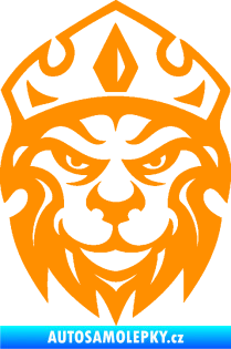 Samolepka Lev hlava s korunou 001 oranžová