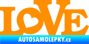 Samolepka Love 002 nápis se srdíčkem oranžová