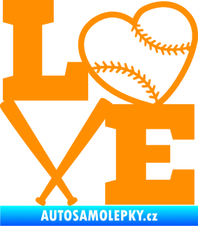 Samolepka Love baseball oranžová
