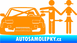 Samolepka Love car like sex levá oranžová