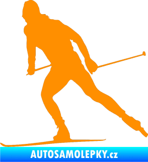 Samolepka Lyžař 006 levá běžky oranžová