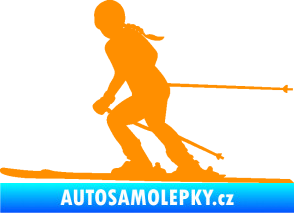 Samolepka Lyžařka 002 levá sjezd oranžová