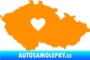 Samolepka Mapa České republiky 002 srdce oranžová