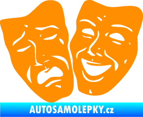 Samolepka Masky tváře 001 levá veselý a smutný oranžová