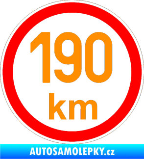 Samolepka Maximální rychlost 190km - nejvyšší konstrukční rychlost oranžová