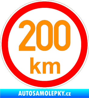 Samolepka Maximální rychlost 200km - nejvyšší konstrukční rychlost oranžová