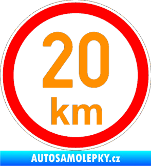 Samolepka Maximální rychlost 20km - nejvyšší konstrukční rychlost oranžová