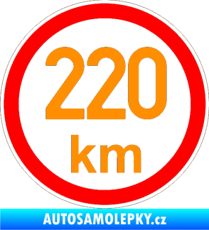 Samolepka Maximální rychlost 220km - nejvyšší konstrukční rychlost oranžová