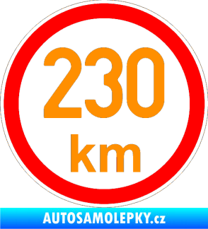 Samolepka Maximální rychlost 230km - nejvyšší konstrukční rychlost oranžová