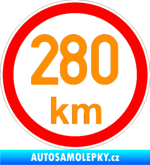 Samolepka Maximální rychlost 280km - nejvyšší konstrukční rychlost oranžová